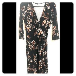 Hailey 23 Meesha Faux Wrap Knit dress. Med. Black